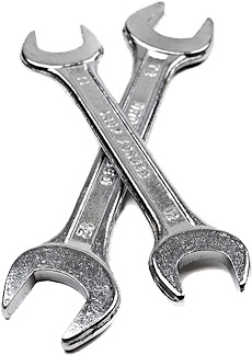 Picture of crossed spanners suggesting tools from a toolset